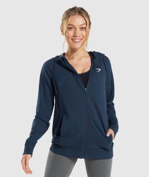 Damske Mikiny S Kapucňou Gymshark Training Zip Námornícka Modrá | AG3697541